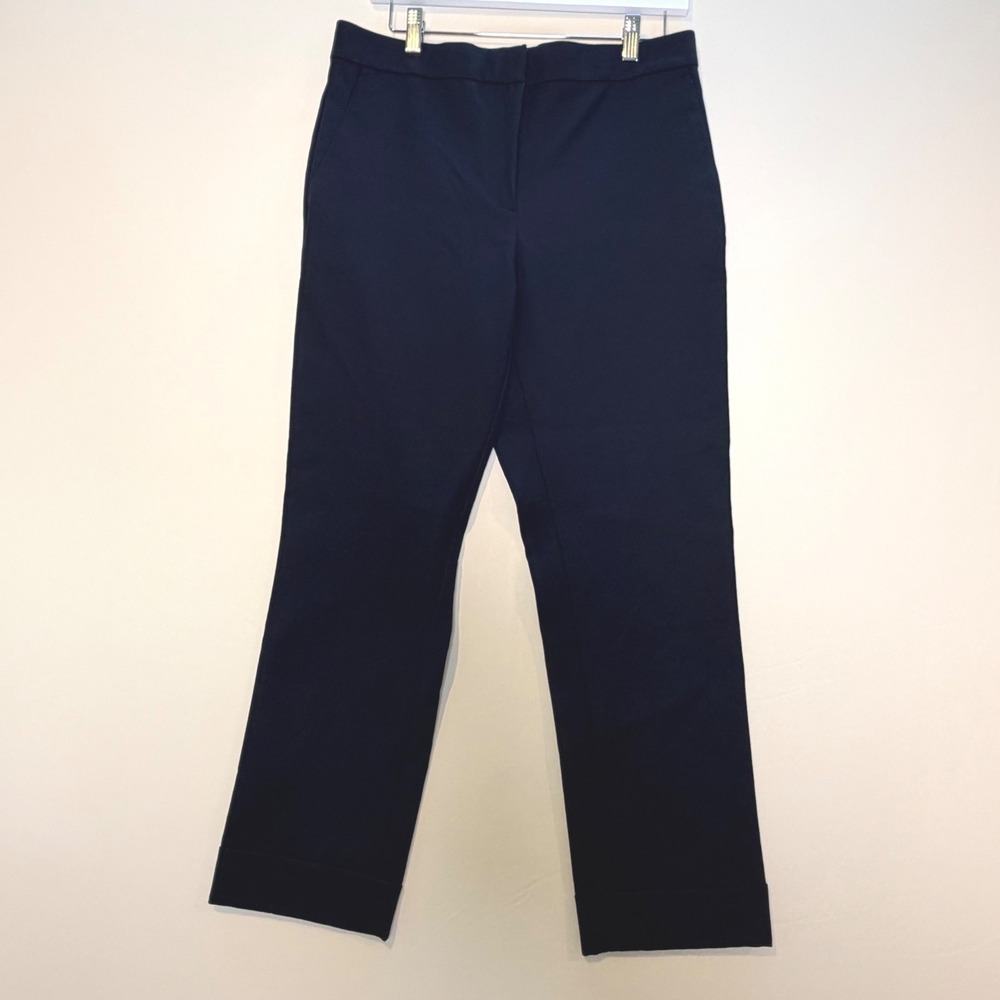 Ann Taylor Black Cuffed Straight Leg Trousers Pants Size 8 Professional